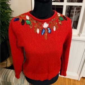 Vintage petite illustrations Red Sweater